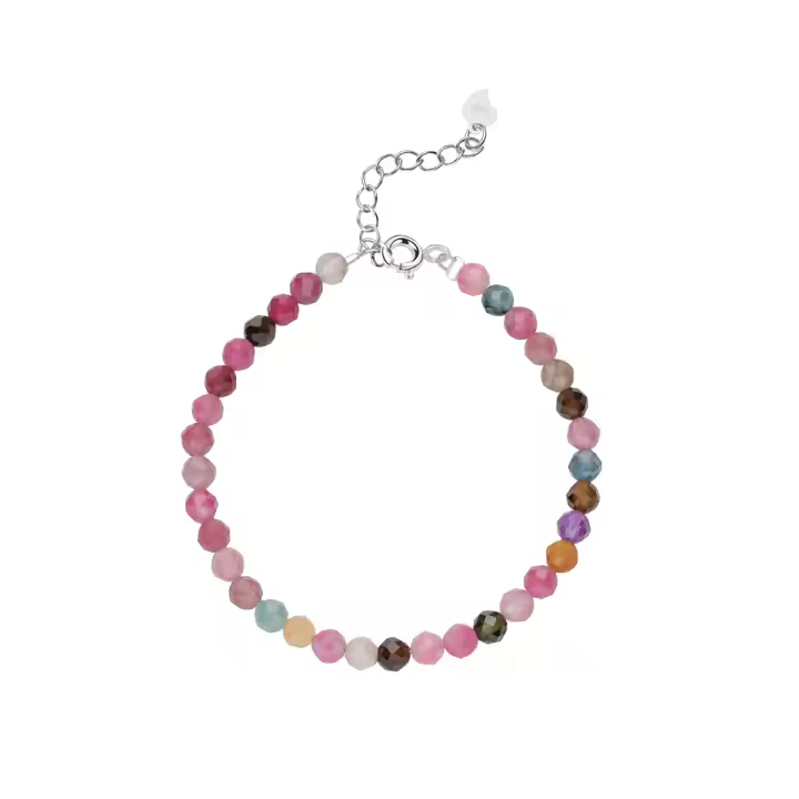 Pulsera de Turmalina Hecha a Mano en Plata de Ley 925 de 4mm with Piedra Natural de 4mm para Mujeres Joyería de Fiesta Gift de Bangles de Amatista - 1