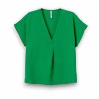 Blusa Maxine Verde Tiffosi - Satinada Fluida y Escote V - details 4