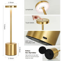 Lámpara De Mesa LED Táctil Recargable Luz Nocturna Para Escritorio Decoración De Habitación Restaurante Hotel Bar Lámpara De Lectura Sin Cable - details 5