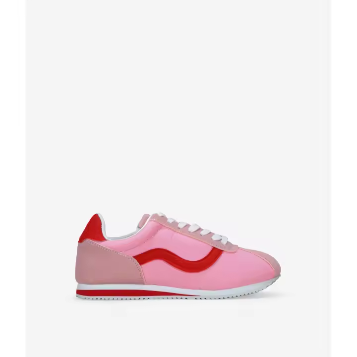 Bosanova Zapatillas deportivas para mujer combinadas en ante y nylon con pieza lateral a contraste y suela dentada. Cierre con cordones planos. - 1