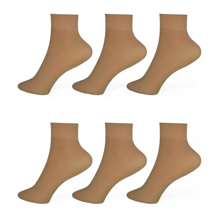 Geshop 6 Pares Medias Lycra Tobilleras 70 D Denier Anti Presión para Mujeres  Calcetines Tobilleros Lycra Anti presión  Color Carne - 1