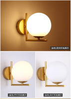 Lámpara De Pared Sférica De Vidrio Para Dormitorio Y Estudio Luz De Noche Simple En Oro Y Negro Estilo Nórdico Moderno - details 6