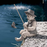 Estatua De Jardín Chico Pesca Resina Jardín Ornaments Divertido Escultura De Césped Decoración De Hogar 15*10cm - details 13