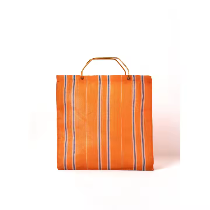 Bolsa de la compra vintage retro años 80s Shopper bag. Hecha en España. Color naranja - 1