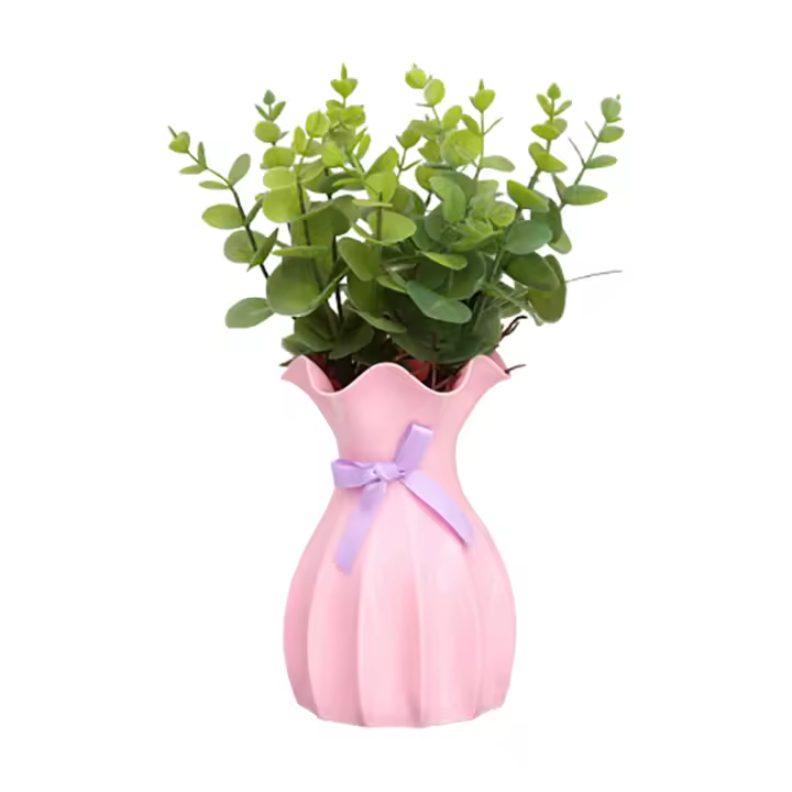 Vaso De Flores Nórdico Pequeño Y Blanco Para Decoración Interior Moderna Vaso De Plástico Para Flores Secas Ornamento De Habitación - 1