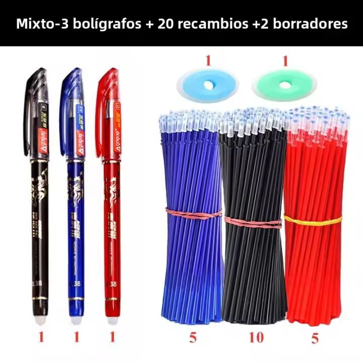 Lápices De Gel Erasables Con Recarga De 20 Piezas Y 3 Unidades Lápices De Borrado Reutilizable Para Estudiantes Y Oficina Suministros Escolares - 1