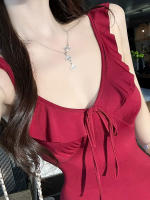 Vestido De Satén Sin Espalda Para Mujer Verano Fiesta Diario Vacaciones Casual A-Línea Manga Sin Mangas Cuello V Vestido Largo - details 5