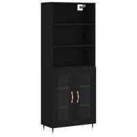 vidaXL Aparador alto madera contrachapada negro 69,5x34x180 cm - details 1