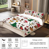 Juego De Cama Navideño 3 Piezas Con Estampado De Santa Claus (1 Funda De Edredón + 2 Fundas De Almohada) Set De Ropa De Cama Suave Y Cómoda - details 4