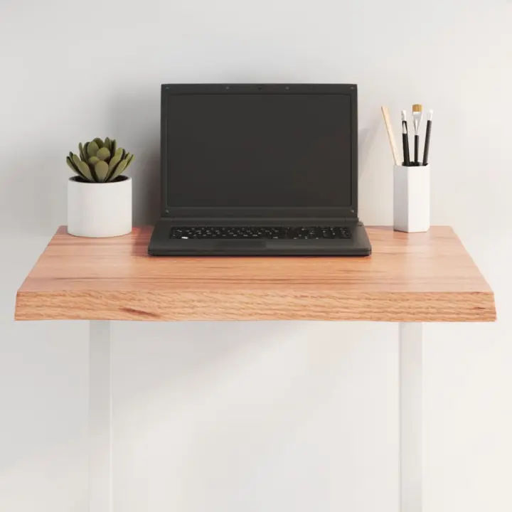 vidaXL Tablero mesa madera tratada borde natural marrón 60x60x(2-4) cm - 1
