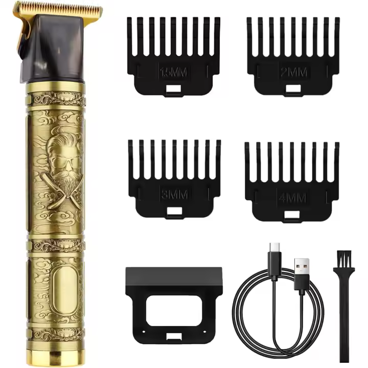 Cortapelos Hombre Profesional, Maquina Cortar Pelo, 4 Peines-guía Recortadora de Barba, Máquina para Cortar el Pelo para Barba, Batería de litio de 1200 mAh recargable para cortar el cabello(Gold)(No incluye pilas) - 1