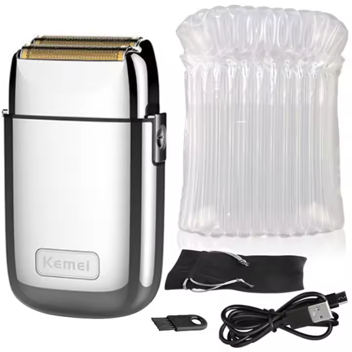 Afeitadora Eléctrica Kemei TX1 Para Hombres Cabello Barba Recargable Metálica Completa Máquina De Afeitar Cabeza Limpia Fades Finos - 1