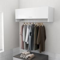 vidaXL Armario de madera contrachapada 100x32,5x35 cm en color Blanco brillante/Marrón roble/Madera antigua y más | almacenamiento funcional diseño moderno para baño dormitorio sala - details 0
