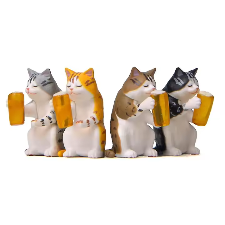 Linda miniatura gato jardín estatua decoración, estatuas al aire libre patio Decoración, planta deco - 1