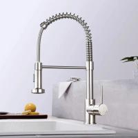 Grifo extraíble con cuerpo de acero inoxidable 304, manguera retráctil, modo caño múltiple, absorción magnética, revestimiento antihuellas, cartucho cerámico, sistema de filtración, base giratoria 360°, cocina, baño, doméstico - details 1