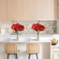 XIYA FLOWER Bouquet De Hibisco Artificial Rojo Y Blanco Plantas Artificiales Material PE Decoración Para Fiestas Y Hogar - details 4