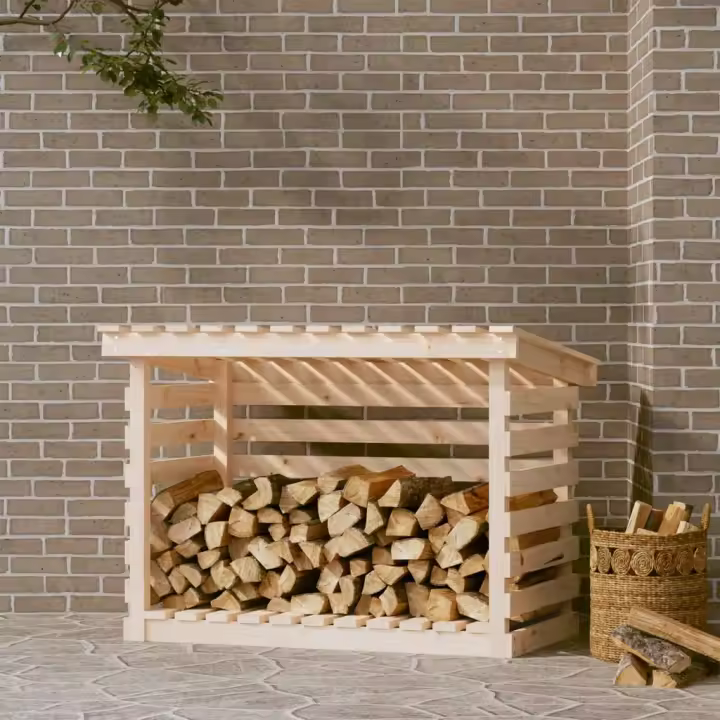 vidaXL Leñero de madera maciza de pino 108x73x79 cm - 1
