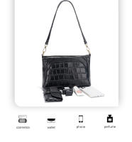 Bolso De Hombro Para Mujer Zency De Cuero Genuino Con Patrón De Flor De Piedra Y Piel De Cocodrilo Vintage Gran Capacidad Bandolera - details 4