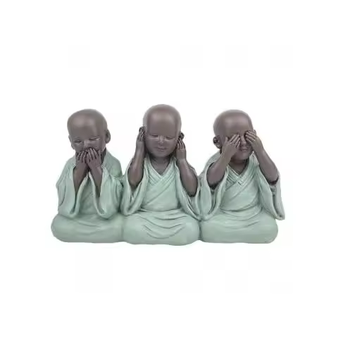 Figura Monjes 'No Ve, No Oye, No Habla' de Resina | Sabiduría y Armonía | Medidas 15,50 x 4,50 x 9 cm | Peso 230 g Raíz Toda la tienda REGALOS ORIGINALES DECORACIÓN Signes Grimalt - 1