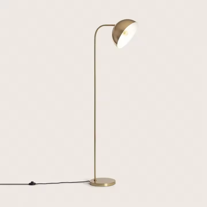 LEDKIA LIGHTING - Lámpara de Pie Bowlen | Diseño Elegante y Moderno | Compatibilidad con Bombilla E27 | Uso Interior IP20 | Dimensiones Compactas, Dorado, Aluminio - 1