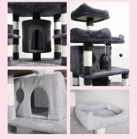 Torre Árbol para Gatos, 168 cm, Múltiples Niveles con Condominios y Plataformas, Gris Claro - details 3
