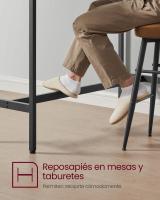 Conjunto de mesa y taburetes de bar estilo industrial, mesa alta de cocina, 2 taburetes, marco de acero resistente, diseño compacto y elegante para espacios reducidos, color gris melange o negro ébano - details 6