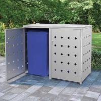 vidaXL Cobertizo Contenedor de Basura Doble Acero Inoxidable Jardín Exterior Dimensiones 1 Cubo, 2 Cubos - details 1