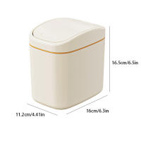 Small Mini Papelera De Escritorio Plástica Con Cubierta De Agitar Para El Hogar Y La Oficina Bins De Basura Doméstica Y Limpieza - details 9