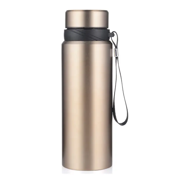 Botella Termo De Acero Inoxidable 1L Para Agua Fría Y Caliente Té Café Con Aislamiento Térmico De 12-24 Horas Portátil Para Hombres - 1