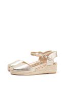 Lyla Wang Sandalias doradas con cuña de esparto: estilo veraniego con correa ajustable, comodidad y elegancia para cada ocasión - details 0