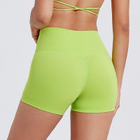 Shorts Deportivos Para Mujer Algodón Nylon Levantamiento De Glúteos Alta Cintura Para Gimnasio Running Yoga Transpirables - details 4