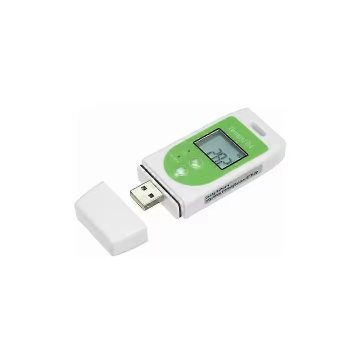 Thermometer Data Logger Multi-use USB Temperature Logger Reusable Temperature Logger with 32,000 Recording Capacity, Green - 1