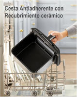 KYVOL AF600 WIFI - Freidora sin Aceite de Aire Caliente - App gratuita. 5,68 L. / 1,5 Kg. de capacidad. Ventana transparente de control. Panel táctil LED con 12 Programas preestablecidos. Cesta con recubrimiento cerámico apta para lavavajillas. - details 11