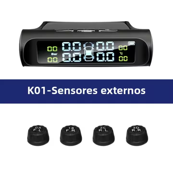 Sistema De Alarma De Presión De Neumáticos E-ACE Solar Con Monitor De Temperatura Y Presión Para Coche Seguridad Automática - 1