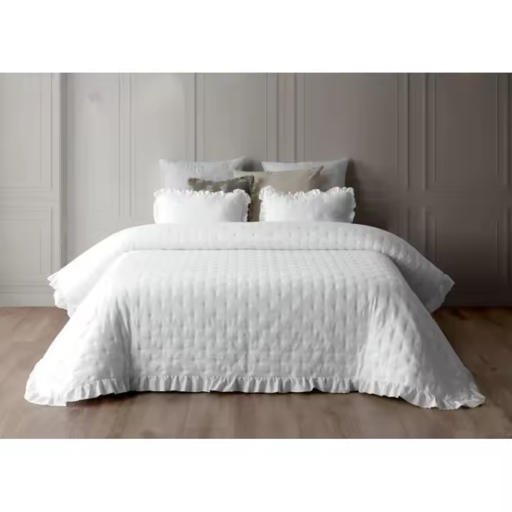 Miracle Home, Colcha bouti Napoli de color blanco para cama de 180 cm - 1