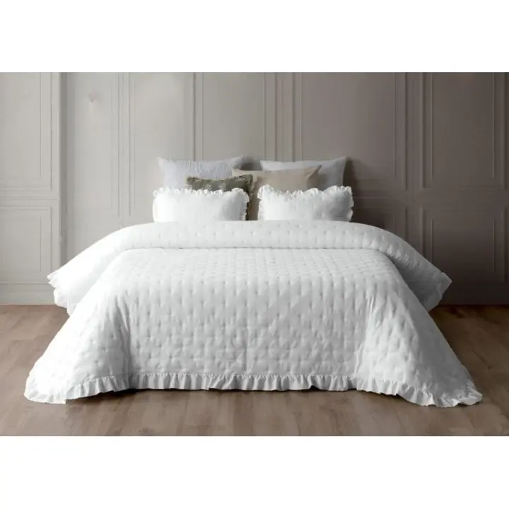 Miracle Home, Colcha bouti Napoli de color blanco para cama de 180 cm - 1