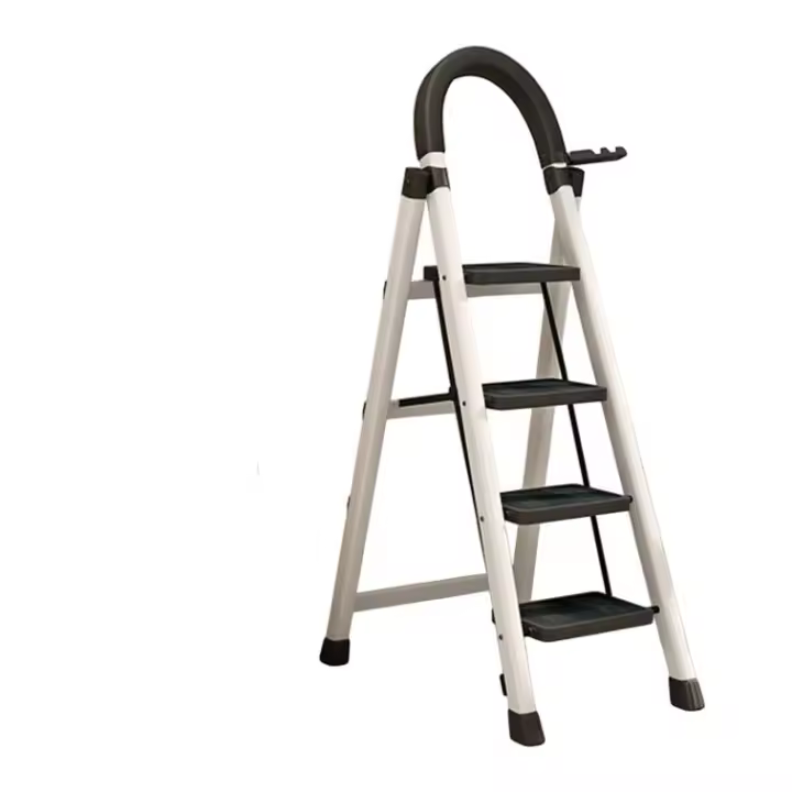 Escalera Plegable, de Tijera, de 3 5 Peldaños, Taburete, Antideslizante, Bloqueo de Seguridad, Fácil de Guardar, Carga hasta 150 kg, Ideal para Cocina, Pasillo, Garaje, Color Blanco - 1
