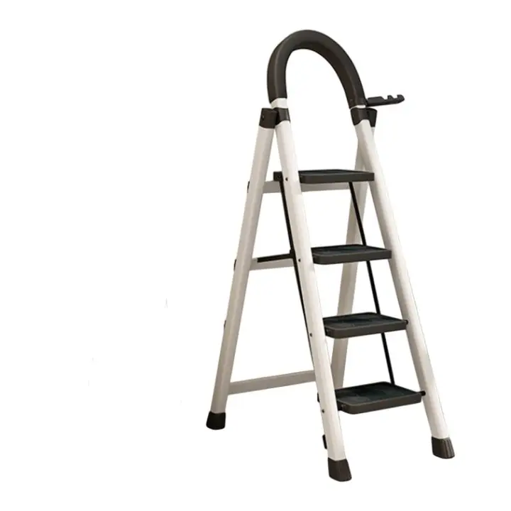 Escalera Plegable, de Tijera, de 3 5 Peldaños, Taburete, Antideslizante, Bloqueo de Seguridad, Fácil de Guardar, Carga hasta 150 kg, Ideal para Cocina, Pasillo, Garaje, Color Blanco - 1