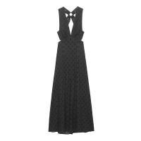 Willshela Vestido Midi De Encaje Negro Para Mujer Estilo Vintage Con Cierre De Cremallera Y Hombros Descubiertos Vestido Elegante Sin Mangas De Corte A-Line V-Neck - details 1