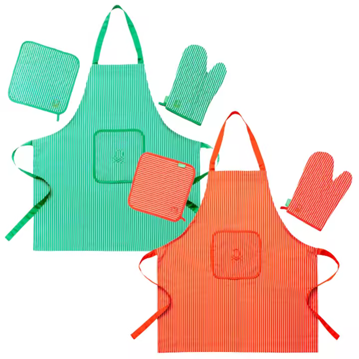 Benetton Pack de 2 Delantales y 2 Manoplas - Ideal para Cocina y Exterior - 1