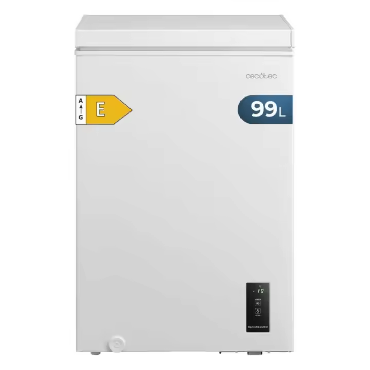 Cecotec Congelador Horizontal 99L Bolero CoolMarket Chest 99P White E. Cesta con Asas, Control Electrónico LED, UltraContact D-Cool, Dual Function, Puerta ZeroG (80º-30º), Fast Freezing, Compacto - 1