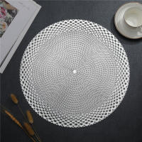 Juego De Tapetes Redondos Para Mesa De Restaurante PVC Hojas Vacías 38cm Anti-calor Con Patrón De Tejido Dorado Y Plateado Para Decoración Clásica De La Mesa - details 2