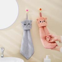 Toalla De Mano De Velours Coral Super Absorbente Con Bordado De Gato Decoración Para El Hogar Para Baño Y Cocina - details 4