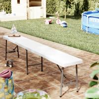 MIRAMAX-Banco plegable de plástico y acero con asa de transporte,asiento portátil para picnic al aire libre, camping,fiestas,Blanco,180 x 29 x H 44 cm - details 7