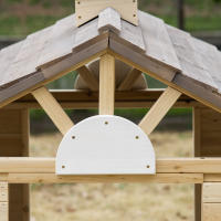 Outsunny Casa de Jardín Infantil de Madera Casa de Juegos Exterior para Niños de 3 -7 Años con Ventanas 2 Jardineras y 1 Banco 113x94x134,5 cm Natural - details 7