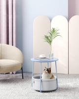 Mesa Auxiliar Redonda con Cesta de Tela - Espaciosa Mesa Lateral para Salón, Dormitorio o Mesita de Noche, Estilo Moderno, Disponible en Varios Colores - details 1
