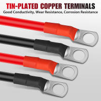 2Pcs Cable De Inversor De Batería 30cm 12V 2AWG Cobre Flexible Y Impermeable Rojo Y Negro Para Auto Conductores Y Baterías - details 7