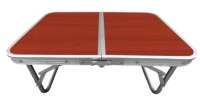 Mesa baja plegable camping, color crema, 60x40x25 cm, patas y tablero plegables, máx. 20 kg, aluminio y madera MDF, antideslizante, antivuelco, plegado compacto, mesa portátil, resistente y duradera, cierre de seguridad, asa de hombro y de mano - details 2