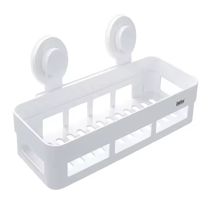 Cesta de ducha autoadhesiva al vacío sin perforación extraíble impermeable estante organizador de almacenamiento para baño - 1