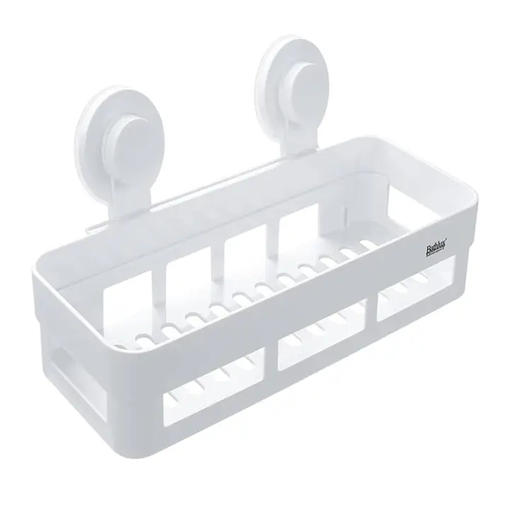 Cesta de ducha autoadhesiva al vacío sin perforación extraíble impermeable estante organizador de almacenamiento para baño - 1